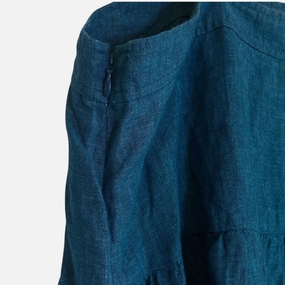 Eileen Fisher Washed Organic Linen Delave Tiered Dress in Size S - Picture 3 of 7